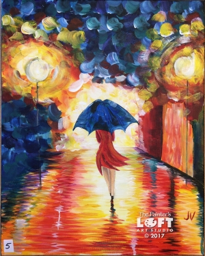 The girl with the blue umbrella